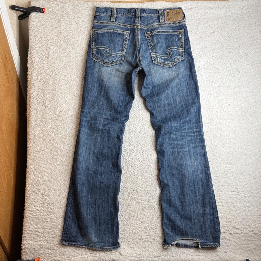 Silver Jeans Co Grayson Easy Fit Bootcut Jeans Mens 33x32 (34x32)  Distressed